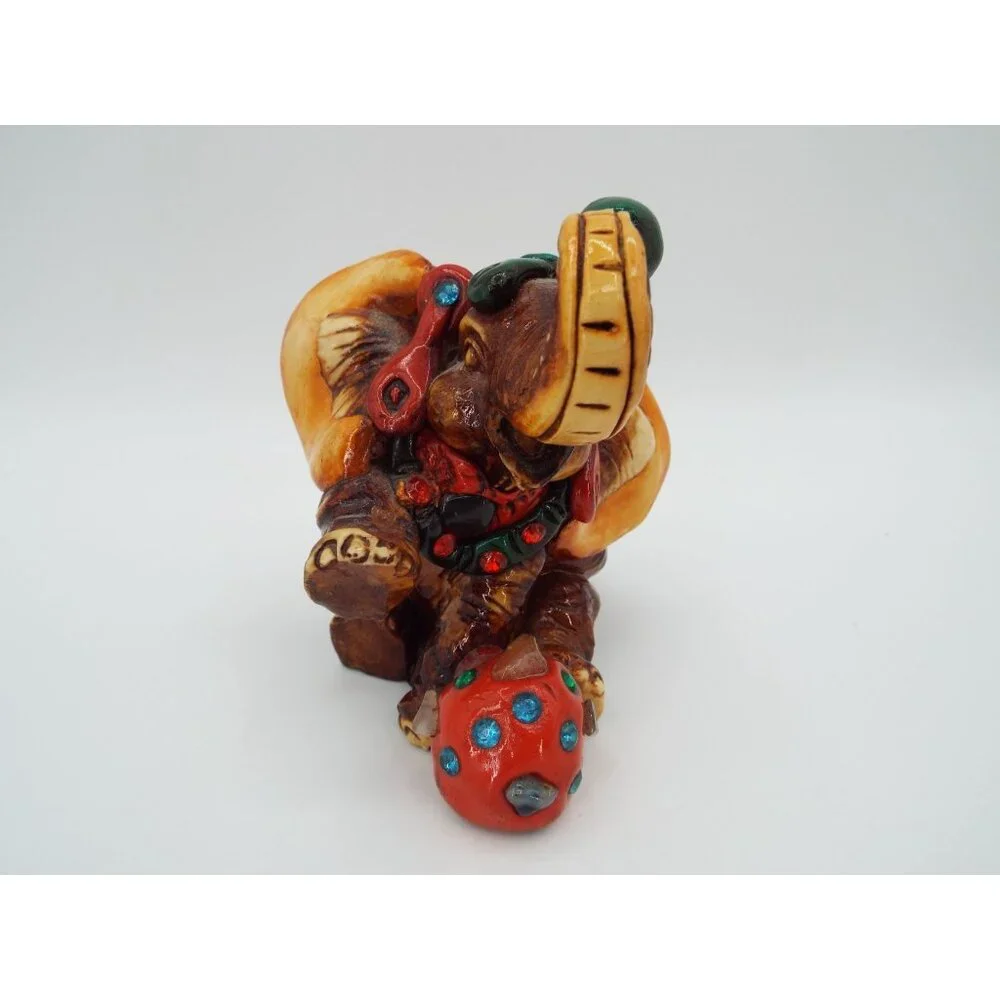 Mexican Folk Art Lucky Elephant Figurine Mayan Aztec Stones